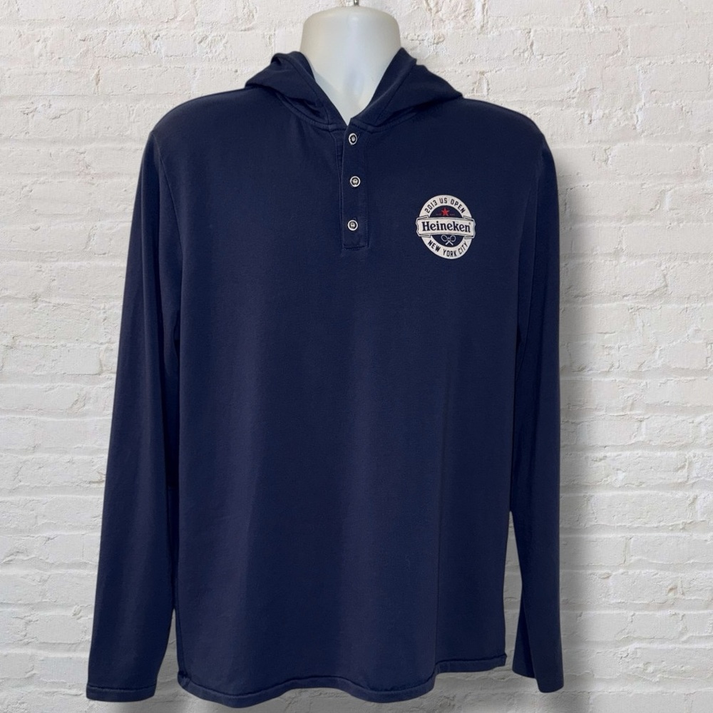 Heineken x Sol Angeles 2013 US Open Hoodie Henley Shirt XL Blue